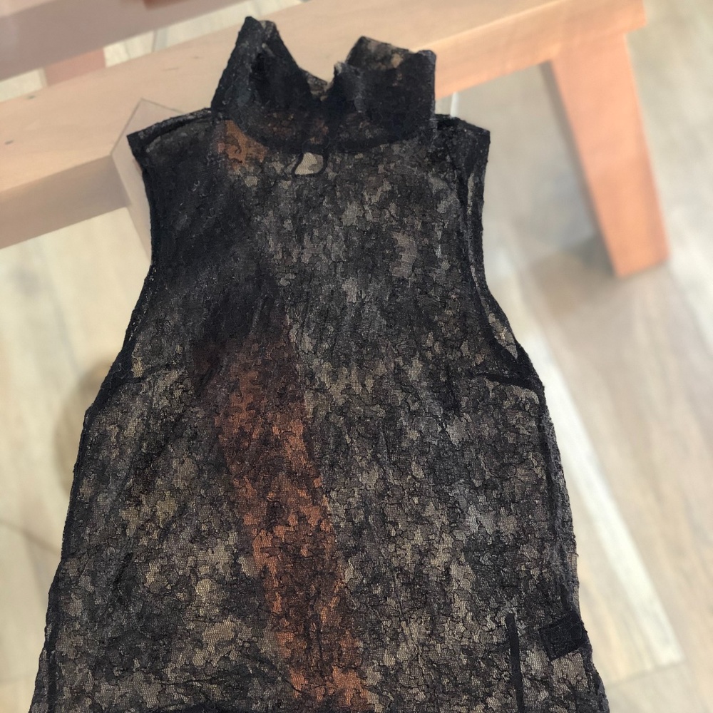 Sleeveless Mesh Top with Tie Waist